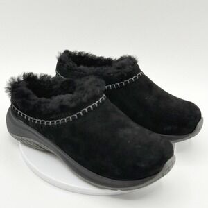 Merrell Encore Ice 5 Womens Size 5 Black Suede Faux Fur Lined Clogs J006002